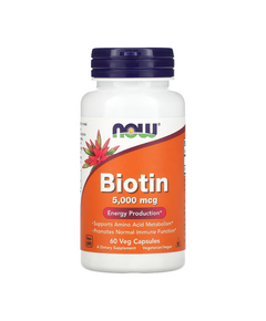Витамины NOW Biotin 5000 мкг 60 растительных капсул