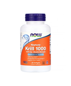 Масло Криля NOW Krill 1000 мг Double Strength 60 мягких капсул