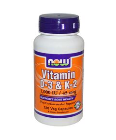NOW D3+K2 1000 IU 45 mcg 120 capsules