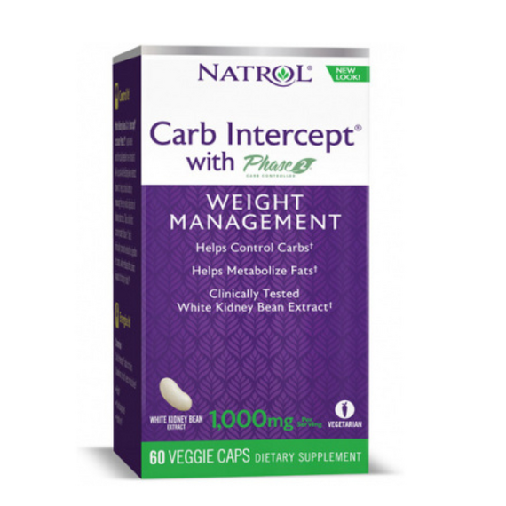 Блокатор углеводов Natrol Carb Intercept 3 with Phase2®+Cr 3 Green Tea 60 капсул