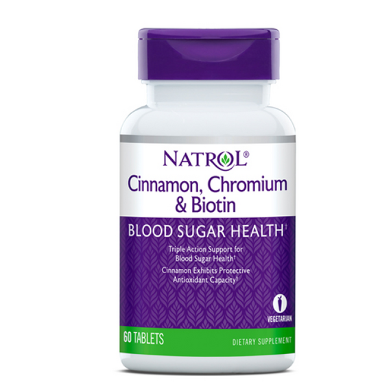 Витаминно-минеральный комплекс Natrol Cinnamon, Chromium and Biotin 60 таблеток