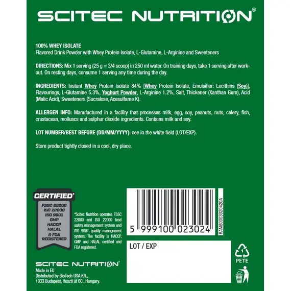 Протеин Scitec Nutrition Whey Isolate 700 г, изображение 3