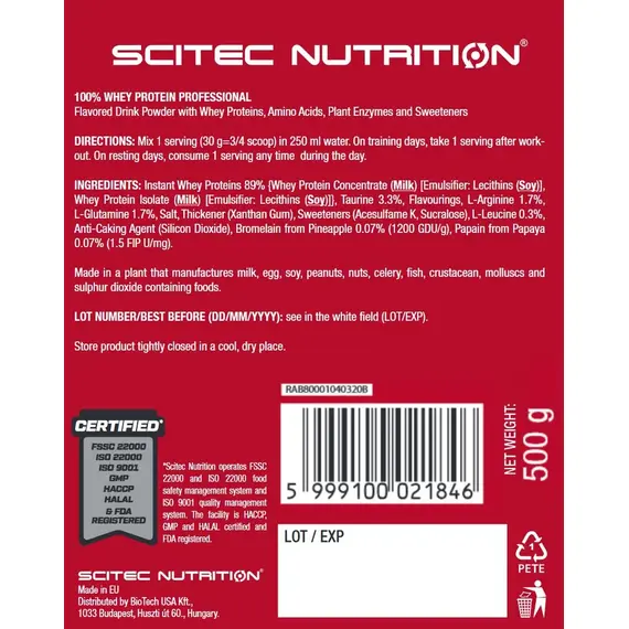 Протеин Scitec Nutrition Whey Protein Professional 500 г, изображение 3
