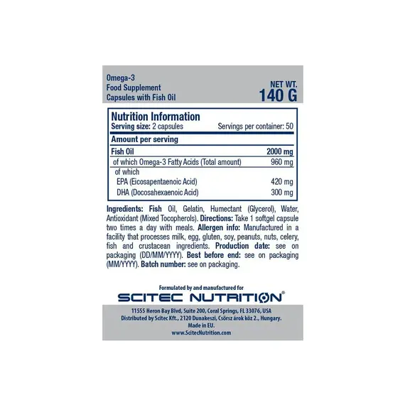 Oмега 3 SE Scitec Nutrition 100 капсул, изображение 2