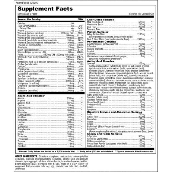 Витамины Universal Nutrition Animal Pak 44 пакетика, изображение 2