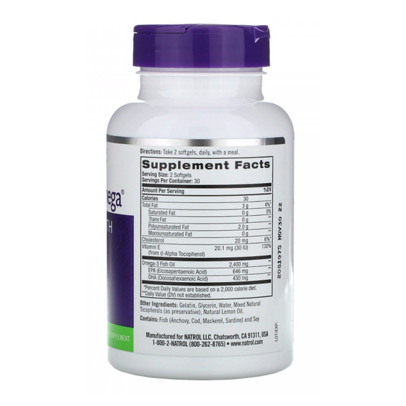 Омега-жиры Natrol Omega Extreme 2400 мг 60 капсул, изображение 2