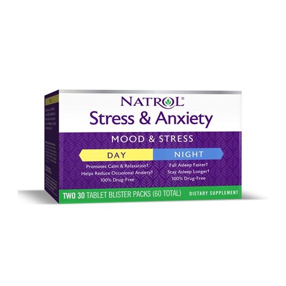 Антидепрессант Natrol Stress and Anxiety Day & Night 60 таблеток