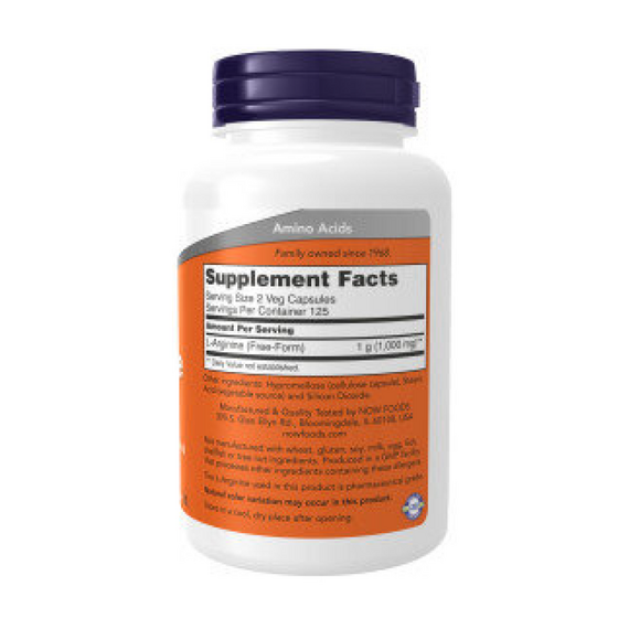 L-Arginine 500 мг NOW 250 капсул, изображение 2