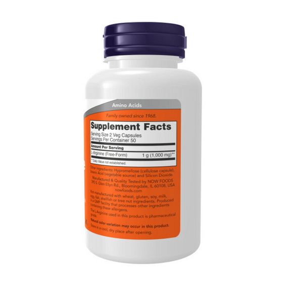 Аргинин NOW L-Arginine 500 мг 100 капсул, изображение 2