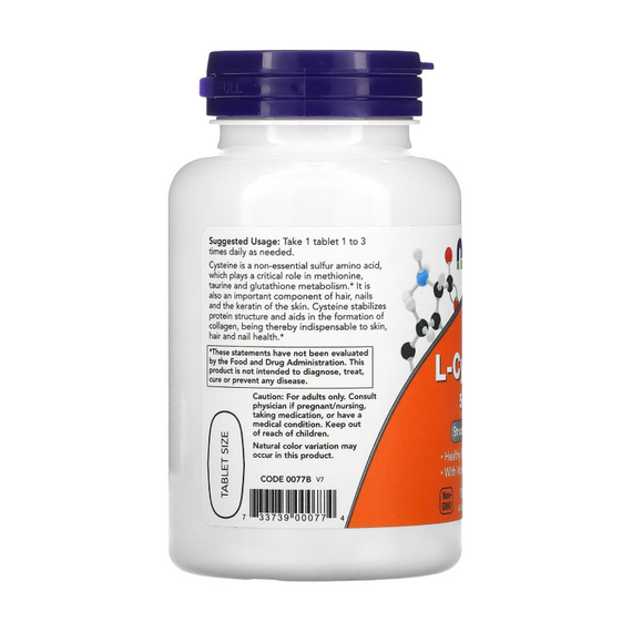 Cysteine NOW 500 мг 100 таб, изображение 2