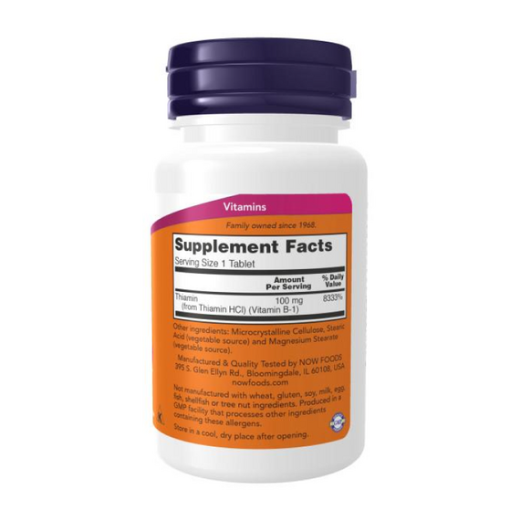 Витамин B1 100 мг NOW 100 таблеток, изображение 2