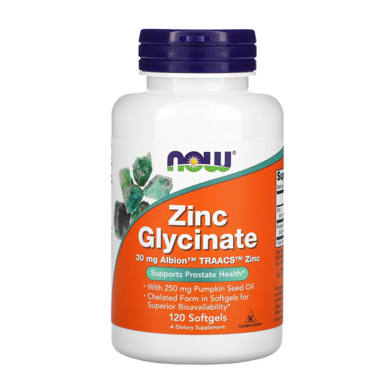 Минерал Zinc Glycinate 30 мг NOW 120 мягких капс
