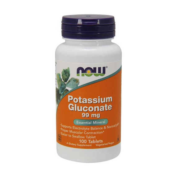 Минералы NOW Potassium Gluconate 99 мг 100 таблеток