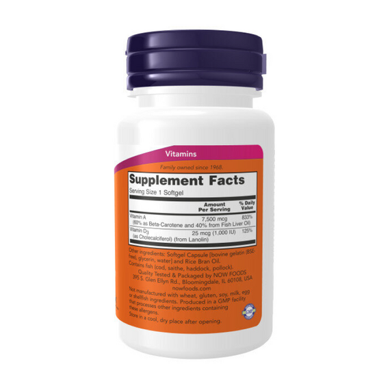 Витамин А Ultra A and D NOW 100 капсул, изображение 2