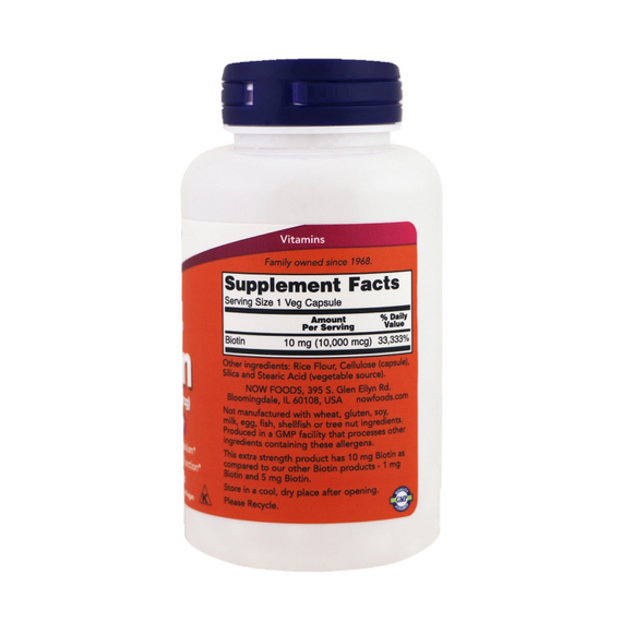 Витамины NOW Biotin 10000 мкг 120 шт Вег.капсулы, изображение 3