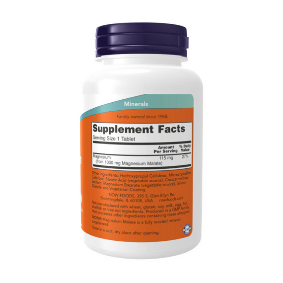 Магний NOW Magnesium Malate 1000 мг 180 вег. капсул, изображение 2