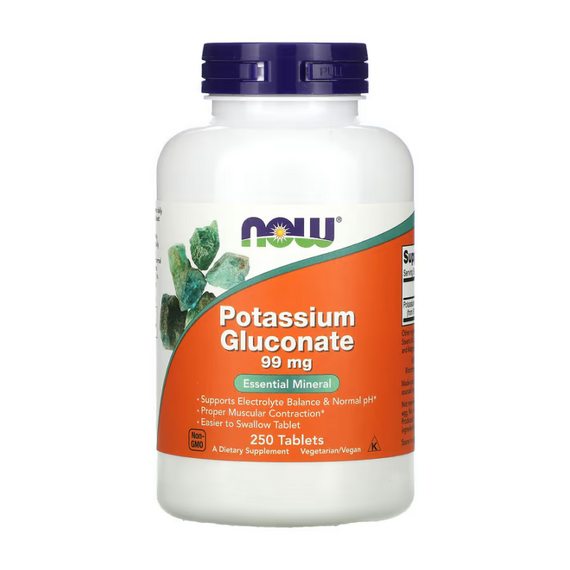 Минералы NOW Potassium Gluconate 99 мг 250 таблеток