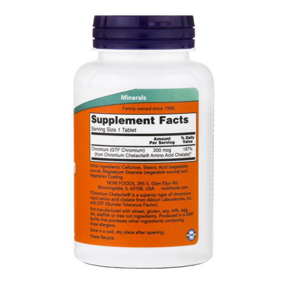 Хром Now Foods GTF Chromium 200 мкг 250 таблеток, изображение 2