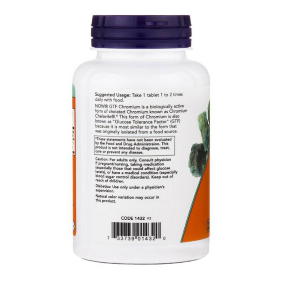 Хром Now Foods GTF Chromium 200 мкг 250 таблеток, изображение 3