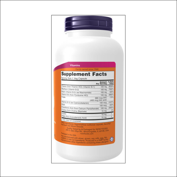 Комплекс витаминов B-100 NOW 250 капсул, изображение 2