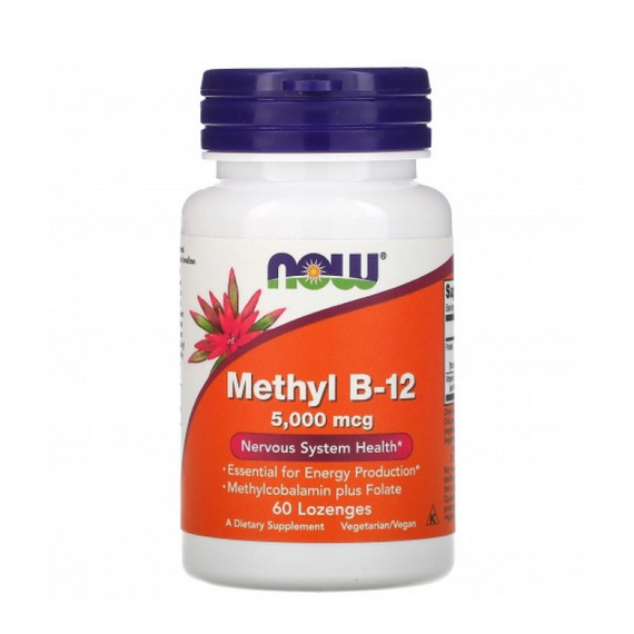 Витамины NOW B-12 5000 мкг with Folic Acid 60 таблеток