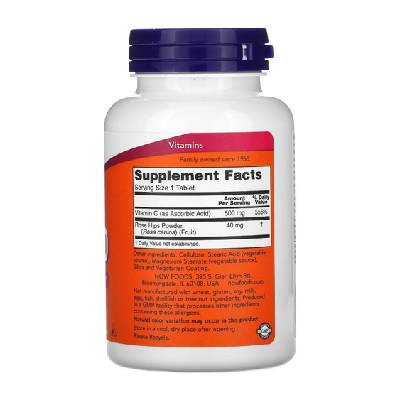 Витамин C-500 with Rose Hips NOW 250 таблеток, изображение 2