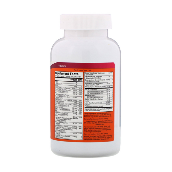 Витаминно-минеральный комплекс NOW Prenatal Gels + DHA 180 капсул, изображение 2