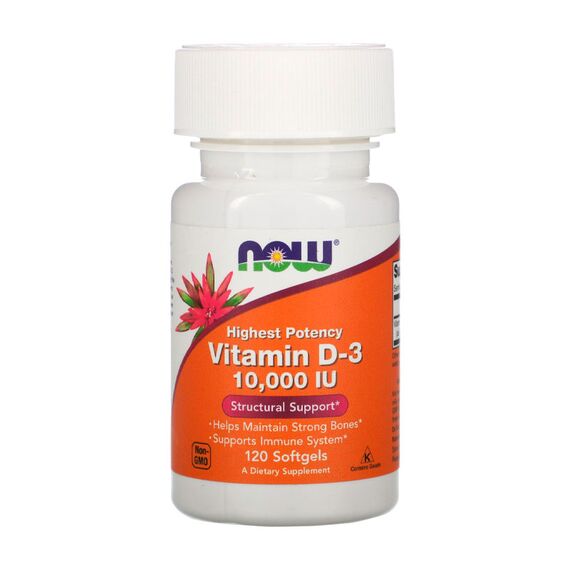 Витамины NOW Vitamin D3 10000 IU 120 гел. капсул