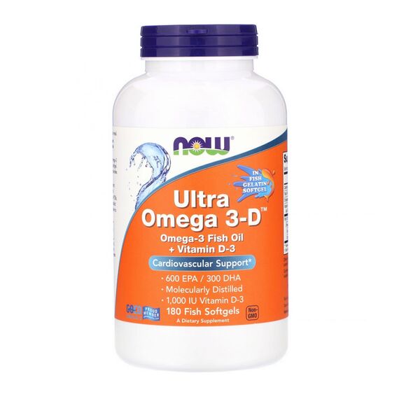 Омега-жиры NOW Ultra Omega-3-D 180 Softgels