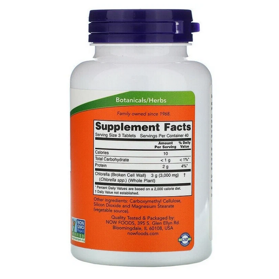Иммунномодулятор Now Foods Chlorella 1000 mg 120 таблеток, изображение 2
