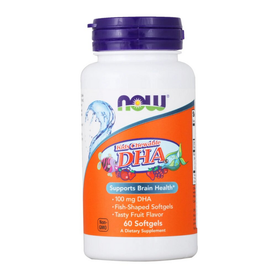 Омега жиры NOW Омега 3 DHA Kids Chewable 100 мг 60 капсул