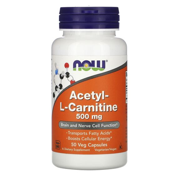 NOW Acetyl-L-Carnitine 500 mg 50 veg caps, изображение 2