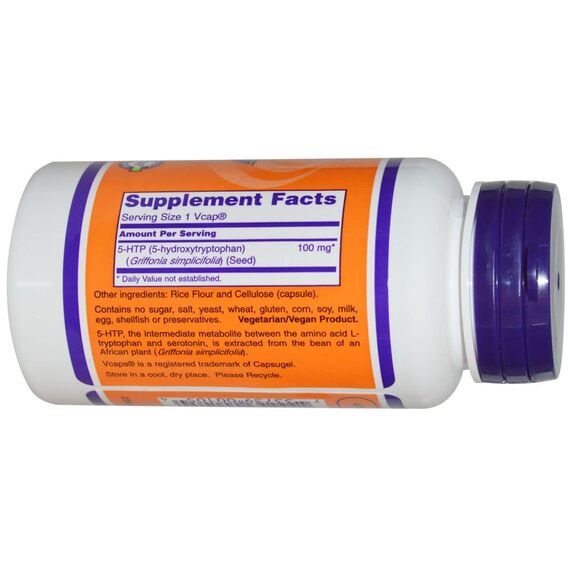 NOW 5-HTP 100 mg 60 veg caps, изображение 3