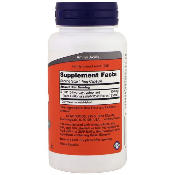 NOW 5-HTP 100 mg 60 veg caps, изображение 5