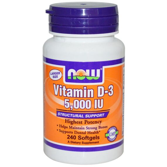 NOW D3 5000 IU 125 mcg 240 softgels, изображение 2