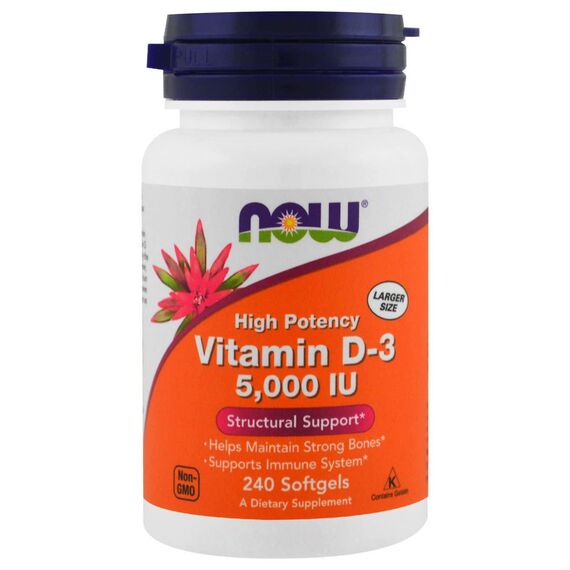 NOW D3 5000 IU 125 mcg 240 softgels, изображение 4