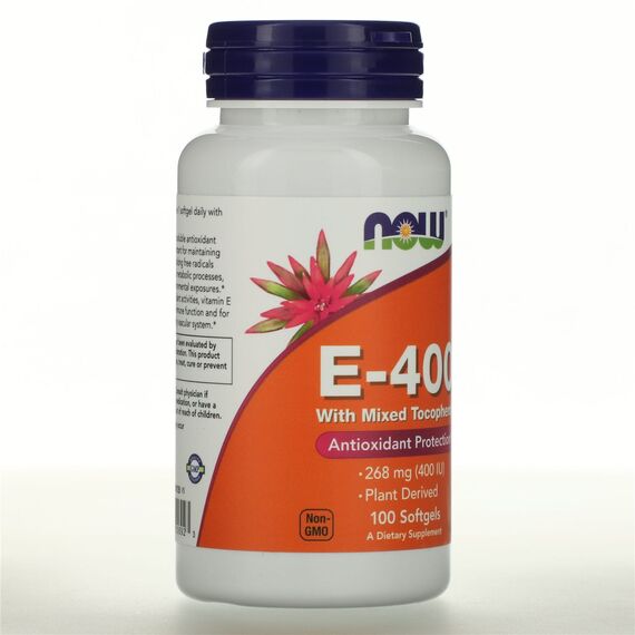 NOW E-400 268 mg (400 IU) Plant Derived 100 softgels, изображение 3