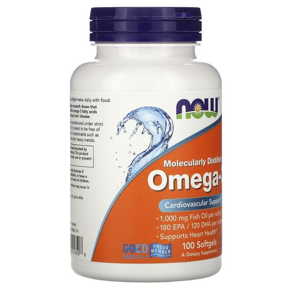 NOW Omega-3 1000 mg 100 softgels, изображение 3