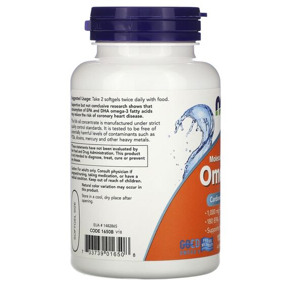 NOW Omega-3 1000 mg 100 softgels, изображение 4