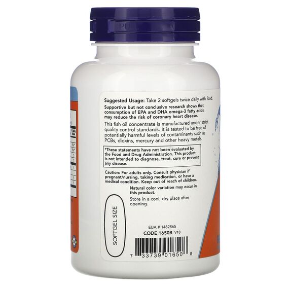 NOW Omega-3 1000 mg 100 softgels, изображение 5