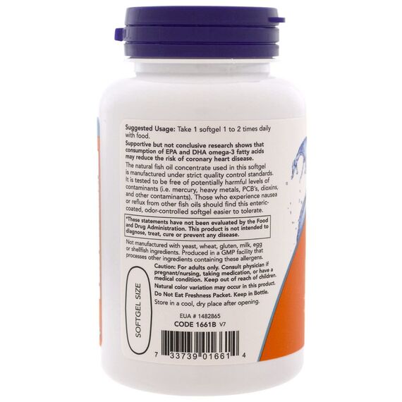 NOW Ultra Omega 3 1000 mg 90 softgels, изображение 4