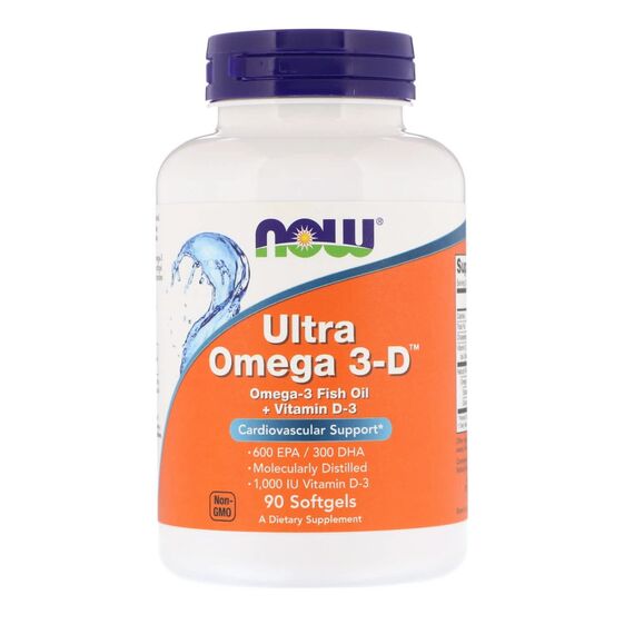 NOW Ultra Omega 3-D 1200 mg + Vitamin D3 1000 IU 90 fish softgels, изображение 4