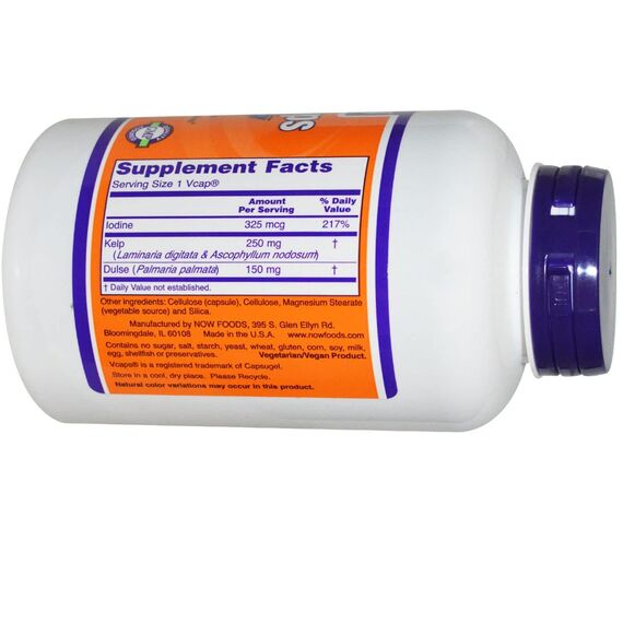 NOW Kelp 325 mcg 250 veg capsules, изображение 3