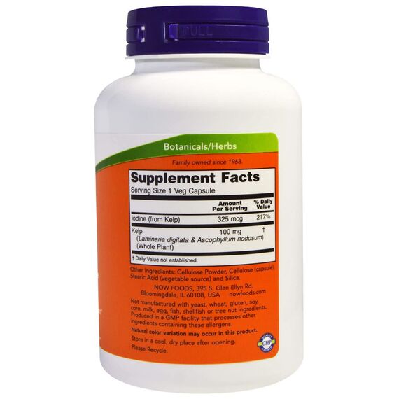 NOW Kelp 325 mcg 250 veg capsules, изображение 5
